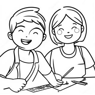 Kolorowanka Z Szczesliwymi Przyjaciolmi Pracujacymi Razem 132362-64897