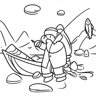 Kolorowanka Eskimos Lowiacy Na Lodzie 133415-65715