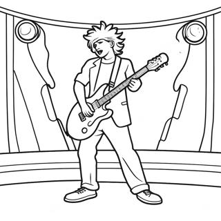Strona Do Kolorowania Z Elektrycznym Rockstarem Wystepujacym Na Scenie 133905-66088