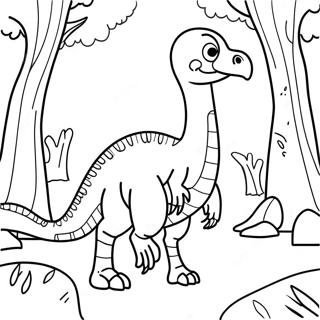 Kolorowanka Therizinosaurus W Lesie 134625 66660