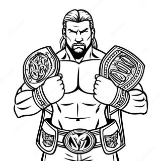 Dynamiczna Kolorowanka Z Triple H Trzymajacym Dwa Pasy 134984-66936