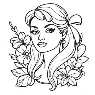 Kolorowanka Z Dziewczyna W Stylu Tatuazu Pin Up 135801-67563