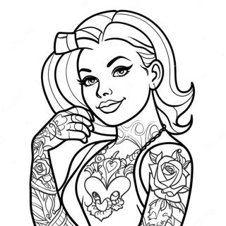 Kolorowanka Z Dziewczyna W Stylu Tatuazu Pin Up 135801-67564