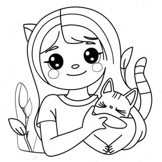 Urocza Dziewczyna Z Tumblra Z Kotem Kolorowanka 136593-68188