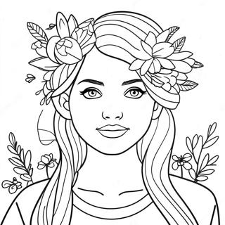 Modna Dziewczyna Z Tumblra Z Kwiatami Kolorowanka 136595 68194