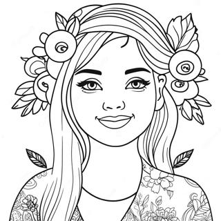 Modna Dziewczyna Z Tumblra Z Kwiatami Kolorowanka 136595-68196