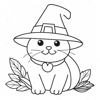 Kot Na Swieto Dziekczynienia W Kapeluszu Pielgrzyma Kolorowanka 136774 68482