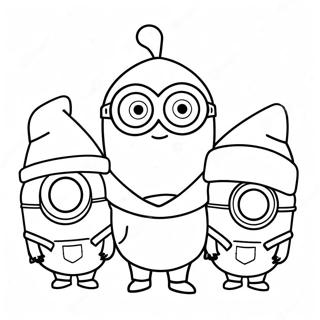 Kolorowanka Minionkow W Czapkach Mikolaja 138235-69620