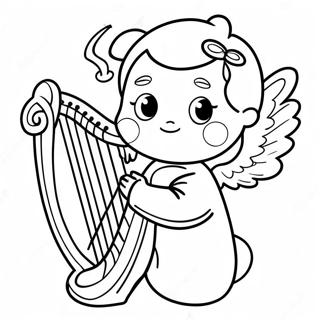 Kolorowanka Z Malym Aniolkiem Z Harfa 139414 70542