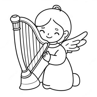 Kolorowanka Z Malym Aniolkiem Z Harfa 139414 70543
