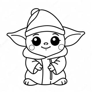 Kolorowanka Z Uroczym Baby Yoda W Czapce Mikolaja 139640-70714