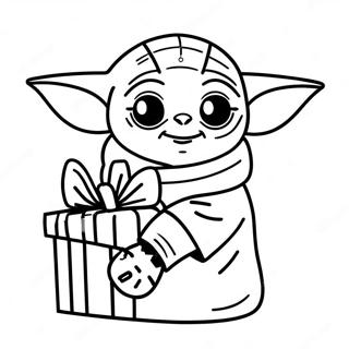 Kolorowanka Z Baby Yoda Trzymajacym Prezent Swiateczny 139641-70720