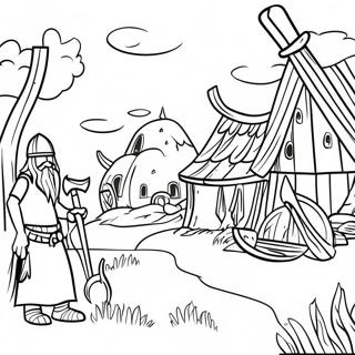 Kolorowanka Z Scena Wioski Wikingow 15351-3360