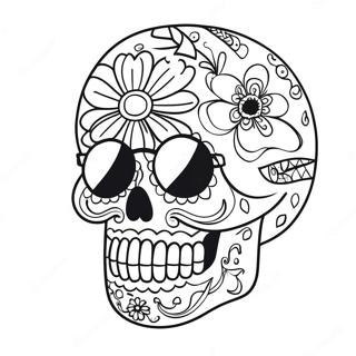 Zabawny Kolorowanka Z Czaszka Cukrowa W Okularach Przeciwslonecznych 17806 3898