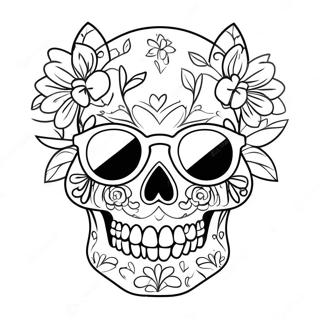 Zabawny Kolorowanka Z Czaszka Cukrowa W Okularach Przeciwslonecznych 17806 3900