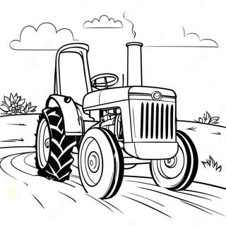 Kolorowanka Z Niebieskim Traktorem Jadacym Po Drogi Szutrowej 18164-3979