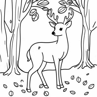 Kolorowanka Z Realistycznym Jeleniem W Jesiennych Lisciach 18903-4138
