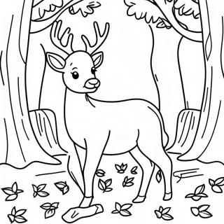 Kolorowanka Z Realistycznym Jeleniem W Jesiennych Lisciach 18903-4139