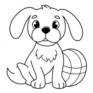 Kolorowanka Z Urokliwym Psem Z Pilka 1899-915