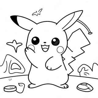 Kolorowanka Z Pikachu Bawiacym Sie Z Przyjaciolmi 2259 740