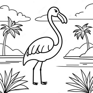 Kolorowanka Z Majestatycznym Flamingiem W Tropikalnej Lagunie 25713 5609