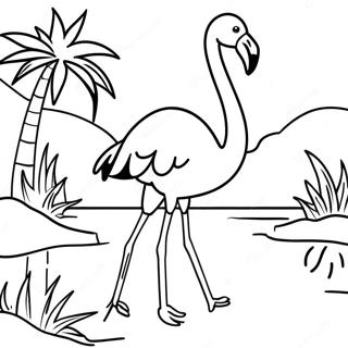 Kolorowanka Z Majestatycznym Flamingiem W Tropikalnej Lagunie 25713 5610