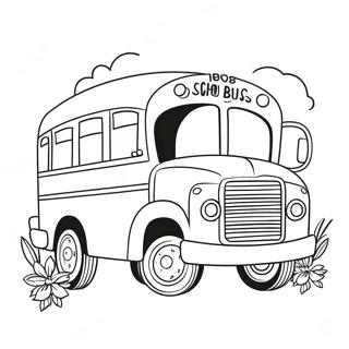 Uroczy Autobus Szkolny Z Kwiatami Kolorowanka 29857-6505