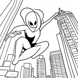 Spider Gwen Hustajaca Sie Przez Miasto Kolorowanka 32108-6993