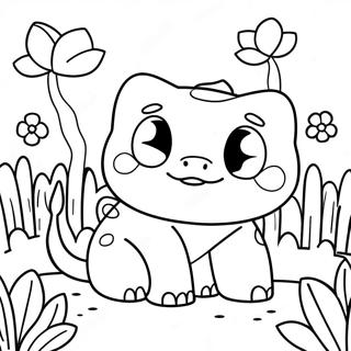 Uroczy Bulbasaur W Ogrodzie Kwiatowym Kolorowanka 34159-7456