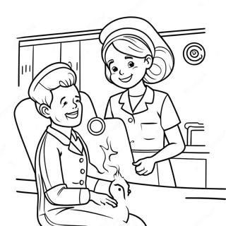 Kolorowanka Z Wesola Pielegniarka Pomagajaca Pacjentowi 34801 7608