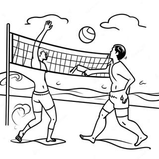 Kolorowanka Z Plazowa Scena Siatkowki 41089 8988
