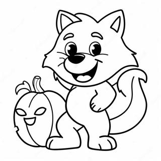 Slodki Kreskowkowy Wilkolak Trzymajacy Dynie Kolorowanka 44974-9838