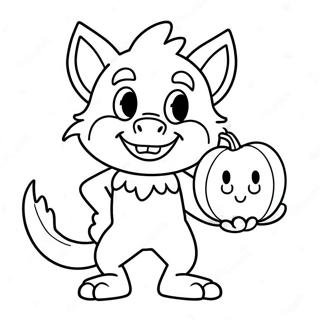 Slodki Kreskowkowy Wilkolak Trzymajacy Dynie Kolorowanka 44974-9839