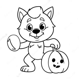 Slodki Kreskowkowy Wilkolak Trzymajacy Dynie Kolorowanka 44974-9840