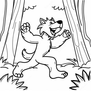 Bawiacy Sie Wilkolak Tanczacy W Lesie Kolorowanka 44976-9847