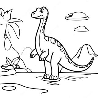 Brachiozaur Spacerujacy W Wodzie Kolorowanka 45582-9985