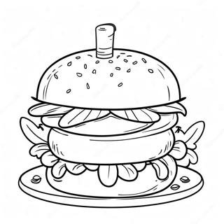 Kolorowanka Z Soczystym Hamburgerem Na Grillu 46807-10243