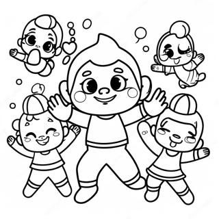 Radosne Placzace Dzieci Tanczace Wokol Na Kolorowance 50641-11082