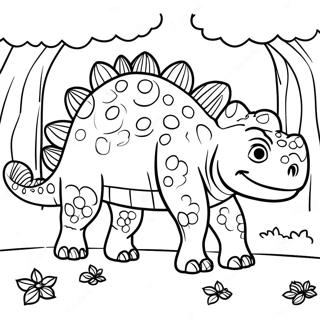 Kolorowanka Z Realistycznym Ankilozaurem W Lesie 55256 12103