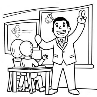 Podekscytowany Nauczyciel Prowadzacy Lekcje Kolorowanka 62059-13681