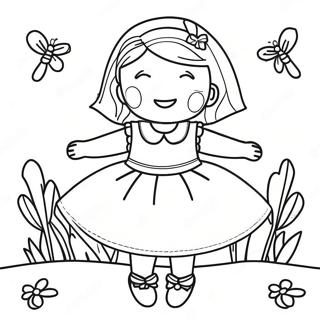 Zabawna Dziewczyna W Sukience Kolorowanka 72086-15922