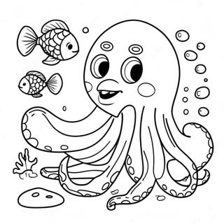 Kolorowanka Z Przyjaznym Nastoletnim Krakenem Zaprzyjazniajacym Sie Z Rybami 72753 16441
