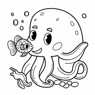 Kolorowanka Z Przyjaznym Nastoletnim Krakenem Zaprzyjazniajacym Sie Z Rybami 72753 16444