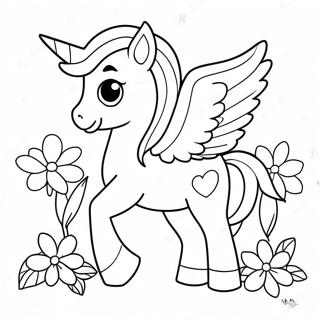 Kolorowanka O Uroczym Pegazie Z Kwiatami 74113-17495