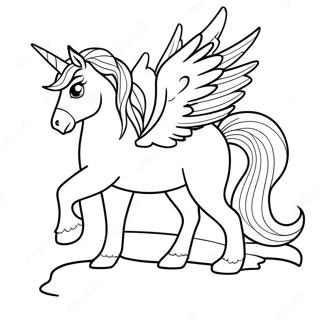 Kolorowanka O Eleganckim Pegazie Przy Zachodzie Slonca 74114-17499