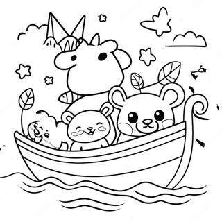 Kolorowanka Z Uroczymi Malymi Zwierzetami Na Arce Noego 74344-17677
