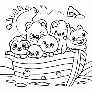 Kolorowanka Z Uroczymi Malymi Zwierzetami Na Arce Noego 74344-17679