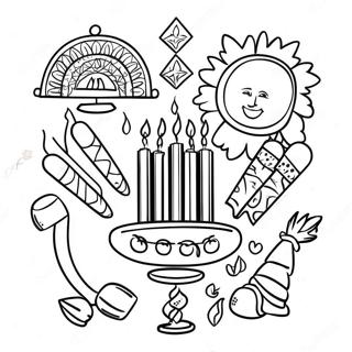 Kolorowanka Kolorowych Symboli Kwanzaa 74624 17895