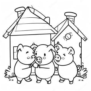 Kolorowanka Trzy Male Swinki Budujace Dom 76601-19436