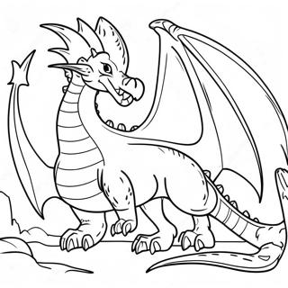 Zawzieta Scena Walki Smoka Strona Do Kolorowania 77864-20403